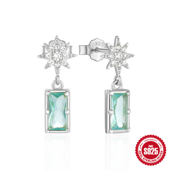 Sterling Silver Celestial Aqua Dangle Earrings