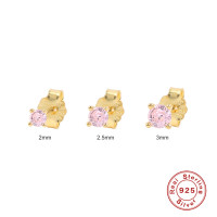 Gold-Plated Pink Cubic Zirconia Stud Earrings