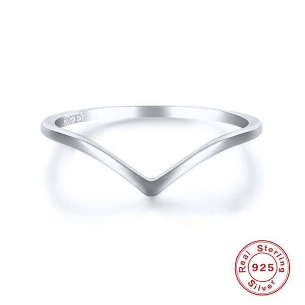 925 Silver V-Shaped Minimalist Ring