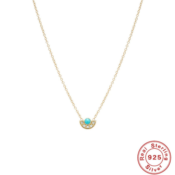 925 Silver Turquoise Geometric Pendant Necklace