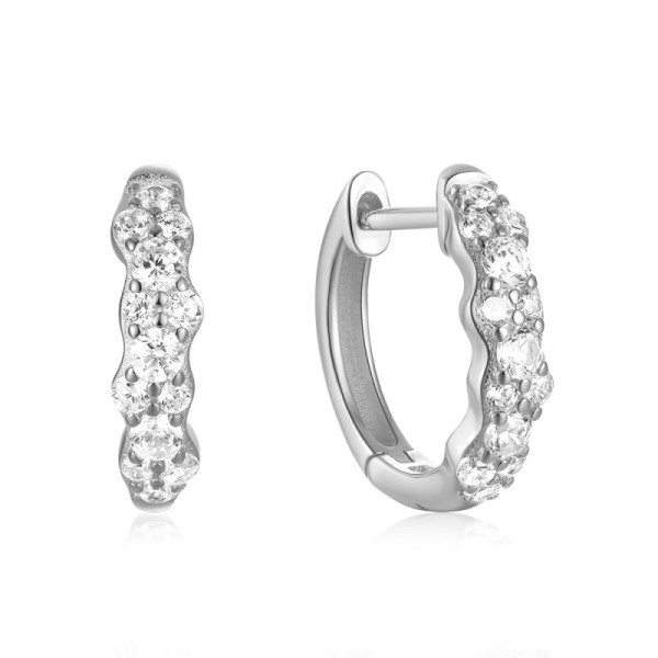 925 Silver Cubic Zirconia Huggie Earrings