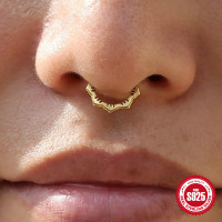 925 Silver Gold-Tone Geometric Septum Ring