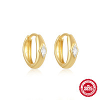 Gold-Plated Geometric Huggie Earrings