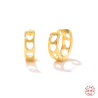 Gold-Finished Heart Motif Small Hoop Earrings