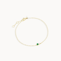 Gold Chain Bracelet with Emerald Stone