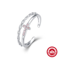 925 Silver Cross Chain Band Ring