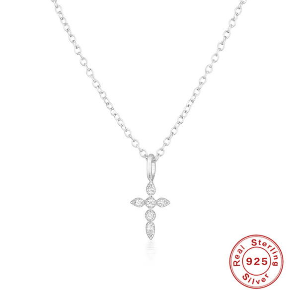 925 Silver Cubic Zirconia Cross Pendant Necklace
