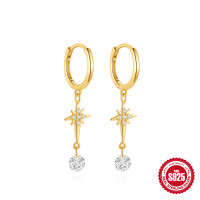 Gold-Plated Star Crystal Dangle Earrings