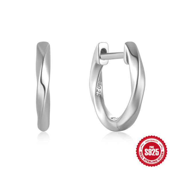Sterling Silver Twisted Huggie Earrings