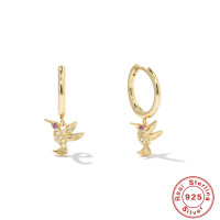 Gold-Tone Hummingbird Huggie Earrings