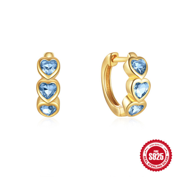 Gold-Plated Heart Crystal Huggie Earrings
