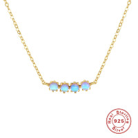 925 Silver Opal Bar Necklace