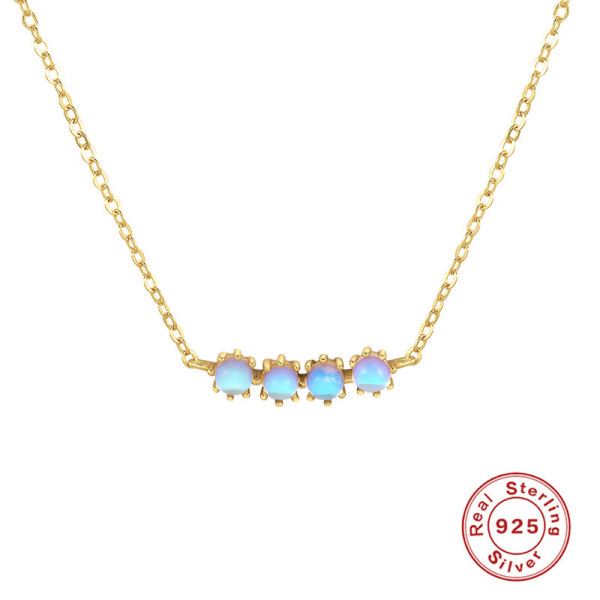 925 Silver Opal Bar Necklace