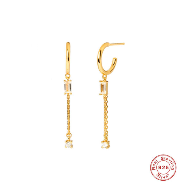 Gold-Plated Crystal Drop Earrings