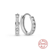 925 Silver Channel Set Small Hoop Earrings