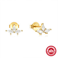 Gold-Tone Geometric Cubic Zirconia Stud Earrings