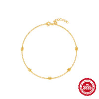 925 Silver Gold-Tone Floral Chain Bracelet