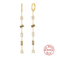 Gold-Plated Cubic Zirconia Dangle Earrings