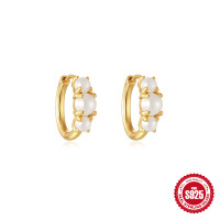 Gold-Finish Pearl Huggie Earrings