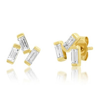 Gold Plated Geometric Zirconia Stud Earrings