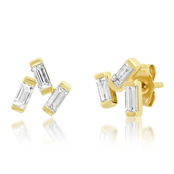 Gold Plated Geometric Zirconia Stud Earrings