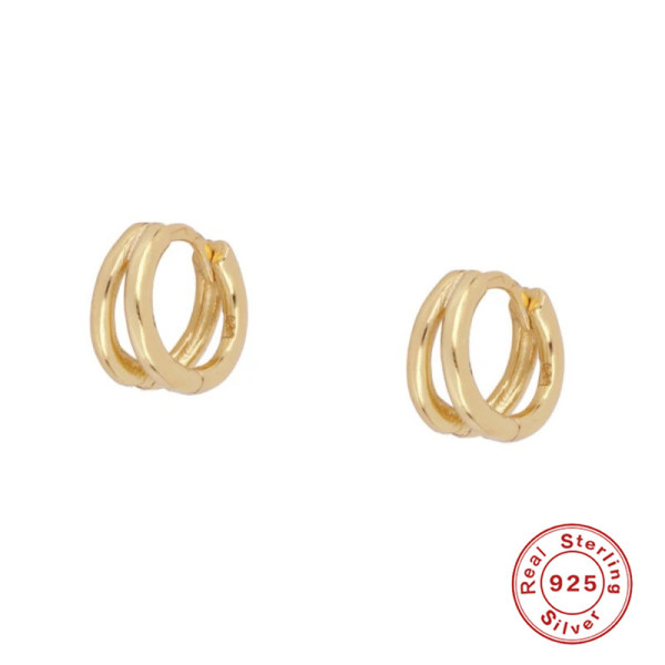 925 Silver Gold-Tone Small Hoop Earrings