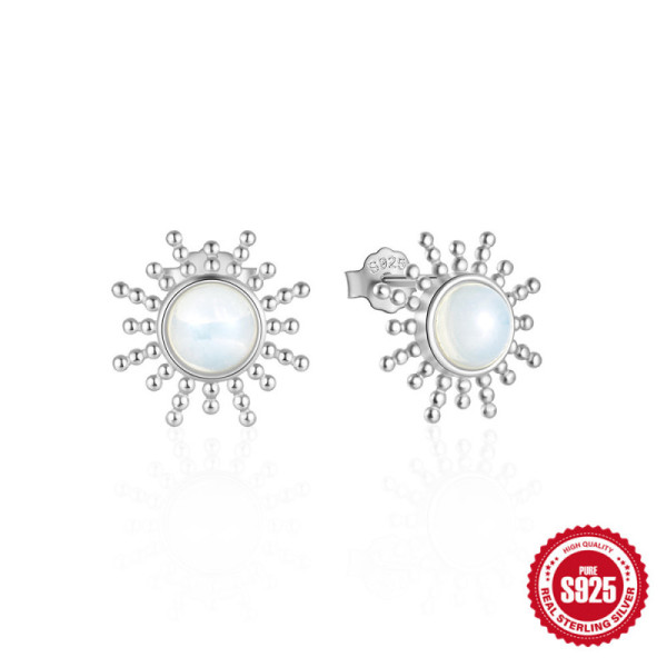 925 Silver Opal Celestial Stud Earrings