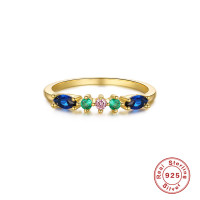 Gold Band with Multicolor Stones