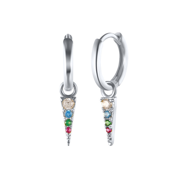 925 Silver Multicolor Stone Huggie Earrings