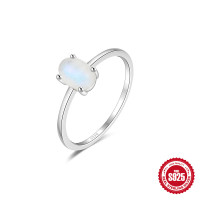 925 Silver Moonstone Solitaire Ring