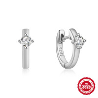 925 Silver Cubic Zirconia Huggie Earrings
