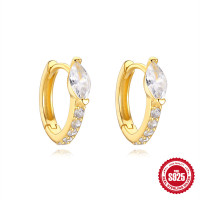 Gold Huggie Earrings with Heart Motif