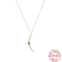 925 Silver Turquoise Crescent Pendant Necklace