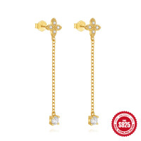 Gold Floral Motif Dangle Earrings
