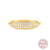 Gold-Plated Pavé Band Ring with Cubic Zirconia