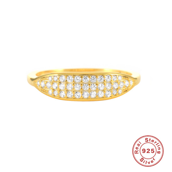 Gold-Plated Pavé Band Ring with Cubic Zirconia
