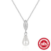 Sterling Silver Pearl Drop Pendant Necklace