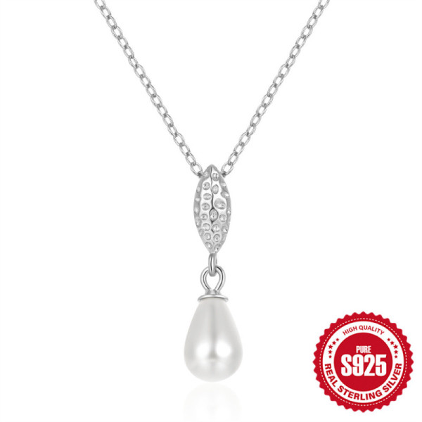 Sterling Silver Pearl Drop Pendant Necklace
