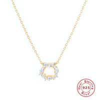 Gold Geometric Cubic Zirconia Pendant Necklace
