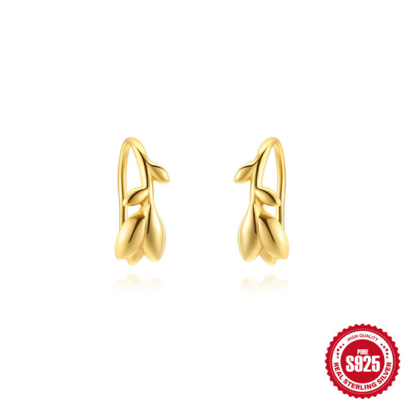 Gold-Plated Floral Huggie Earrings