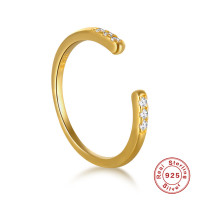 Gold-Tone Cubic Zirconia Cuff Ring
