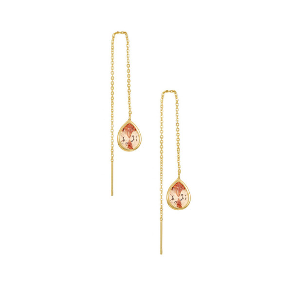 Gold Resin Drop Threader Earrings
