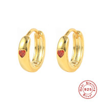 Gold Huggie Earrings with Heart Motif