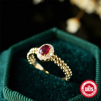 Ruby Halo Gold Band Ring