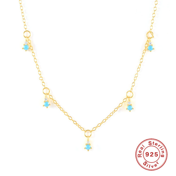 Gold-Finish Turquoise Station Necklace