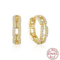 Gold-Plated Pavé Hoop Earrings