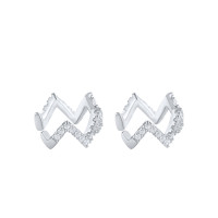 925 Silver Geometric Ear Cuffs with Cubic Zirconia