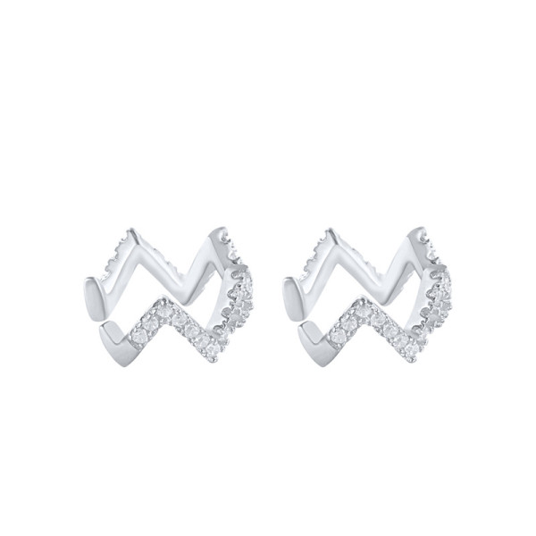 925 Silver Geometric Ear Cuffs with Cubic Zirconia