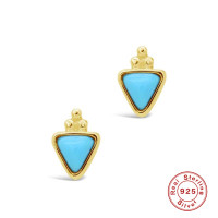 Turquoise Two-Tone Geometric Stud Earrings