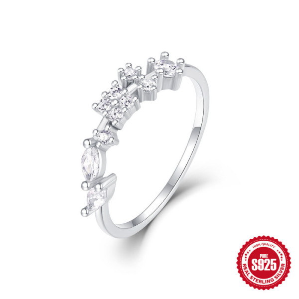 925 Silver Cubic Zirconia Prong Band Ring